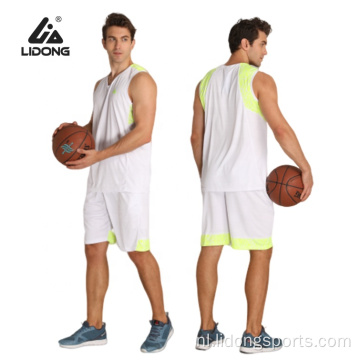 Groothandel ontwerp je eigen sublimatie basketbal jersey set